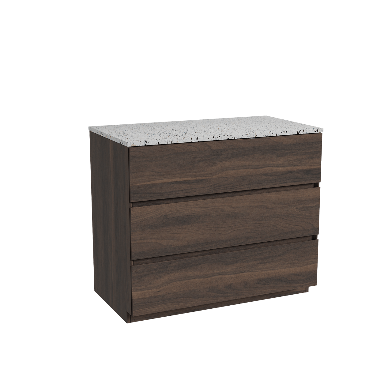 Storke Edge staand badkamermeubel 95 x 52 cm notelaar met Tavola enkel tablet in mat wit/zwart terrazzo