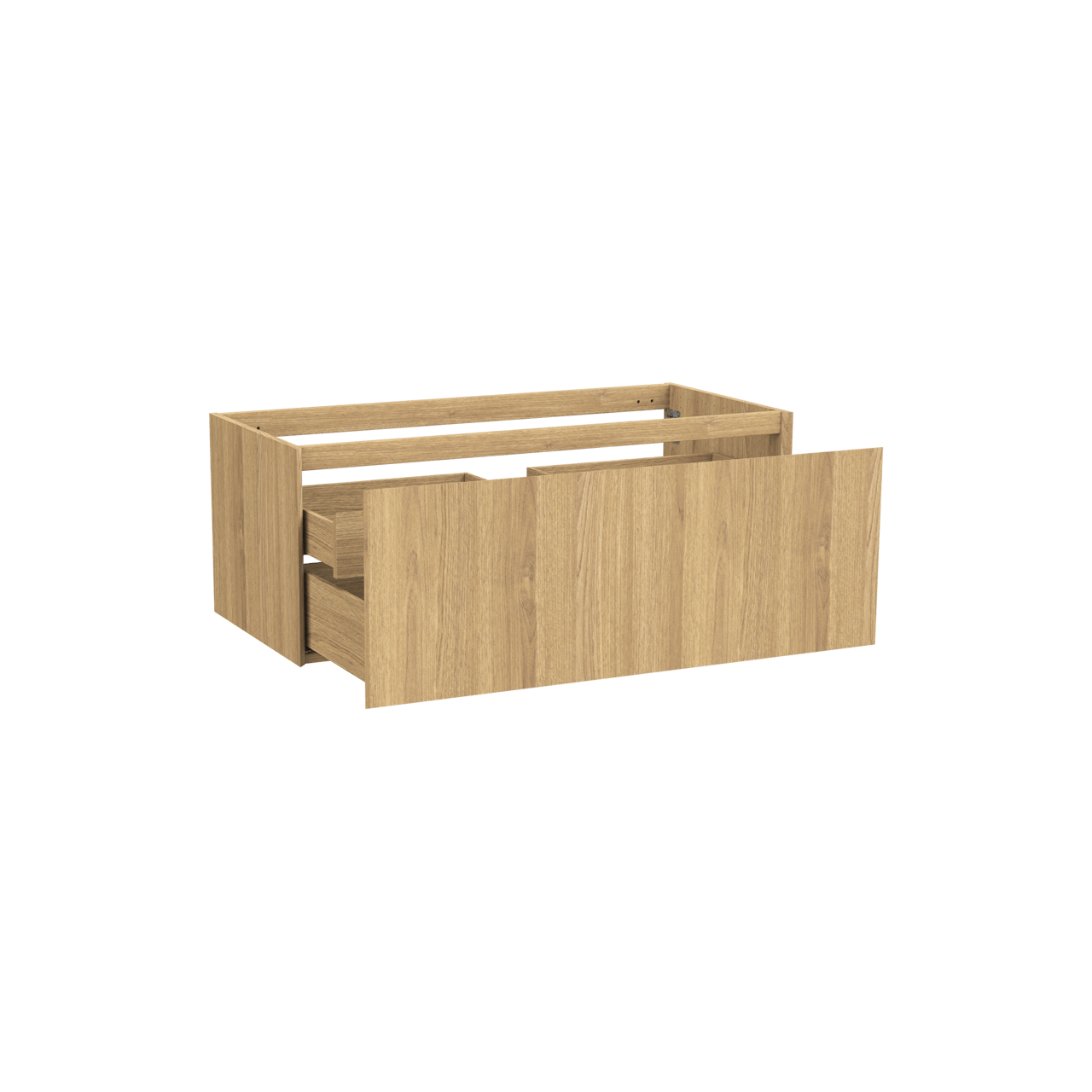 Balmani Idra hängender Waschbeckenunterschrank: 120 x 55 cm, Eiche natur, Furnierholz, 2 Schubladen