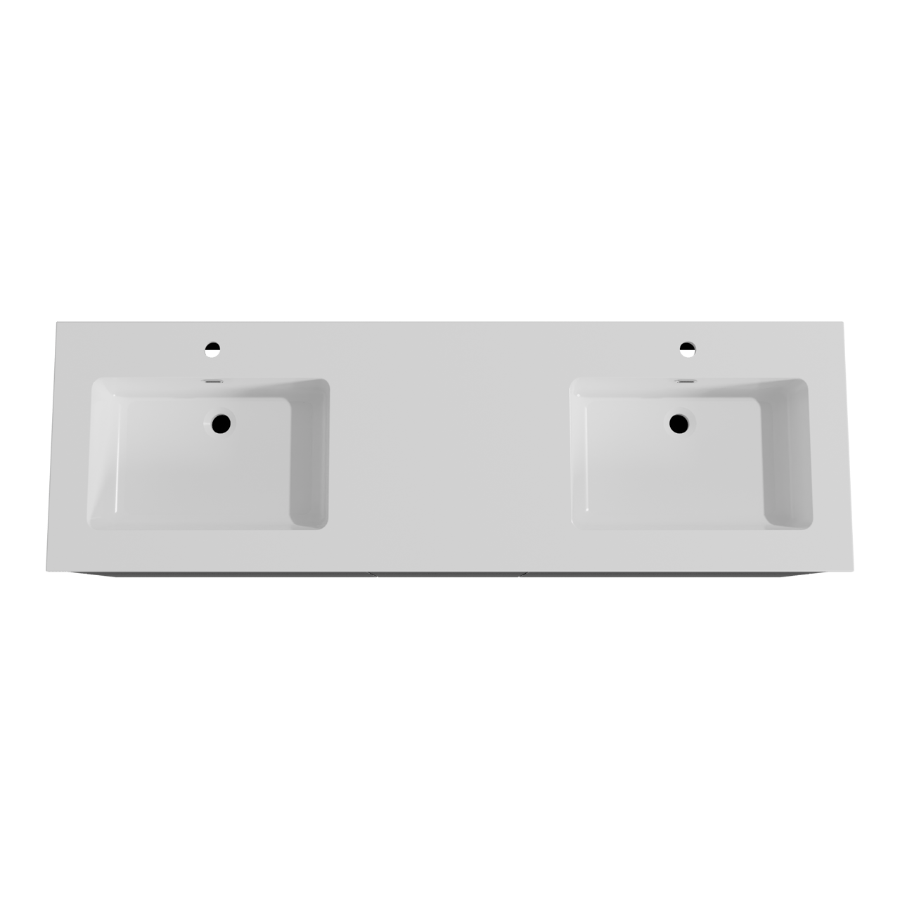 Storke Edge meuble salle de bains suspendu 165 x 52 cm noir mat avec Diva double vasque en marbre composite blanc brillant