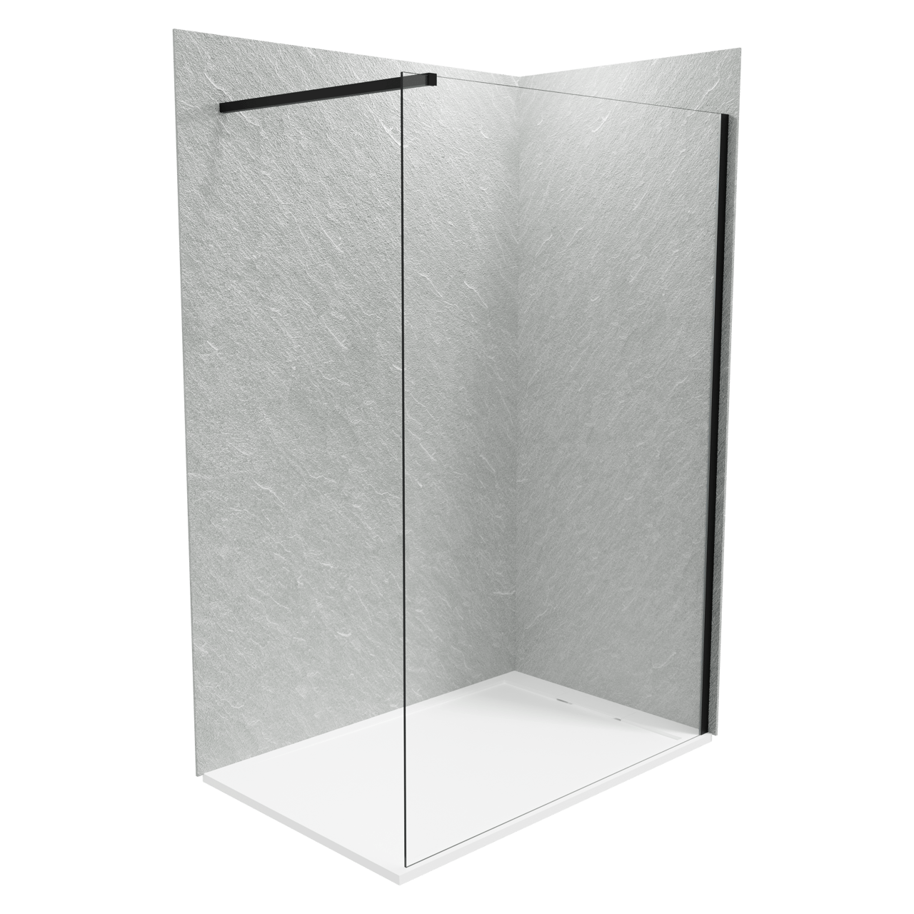 Balmani Zeno set douchewandbekleding 120 x 90 x 260 cm composietmarmer lichtgrijs leisteenstructuur