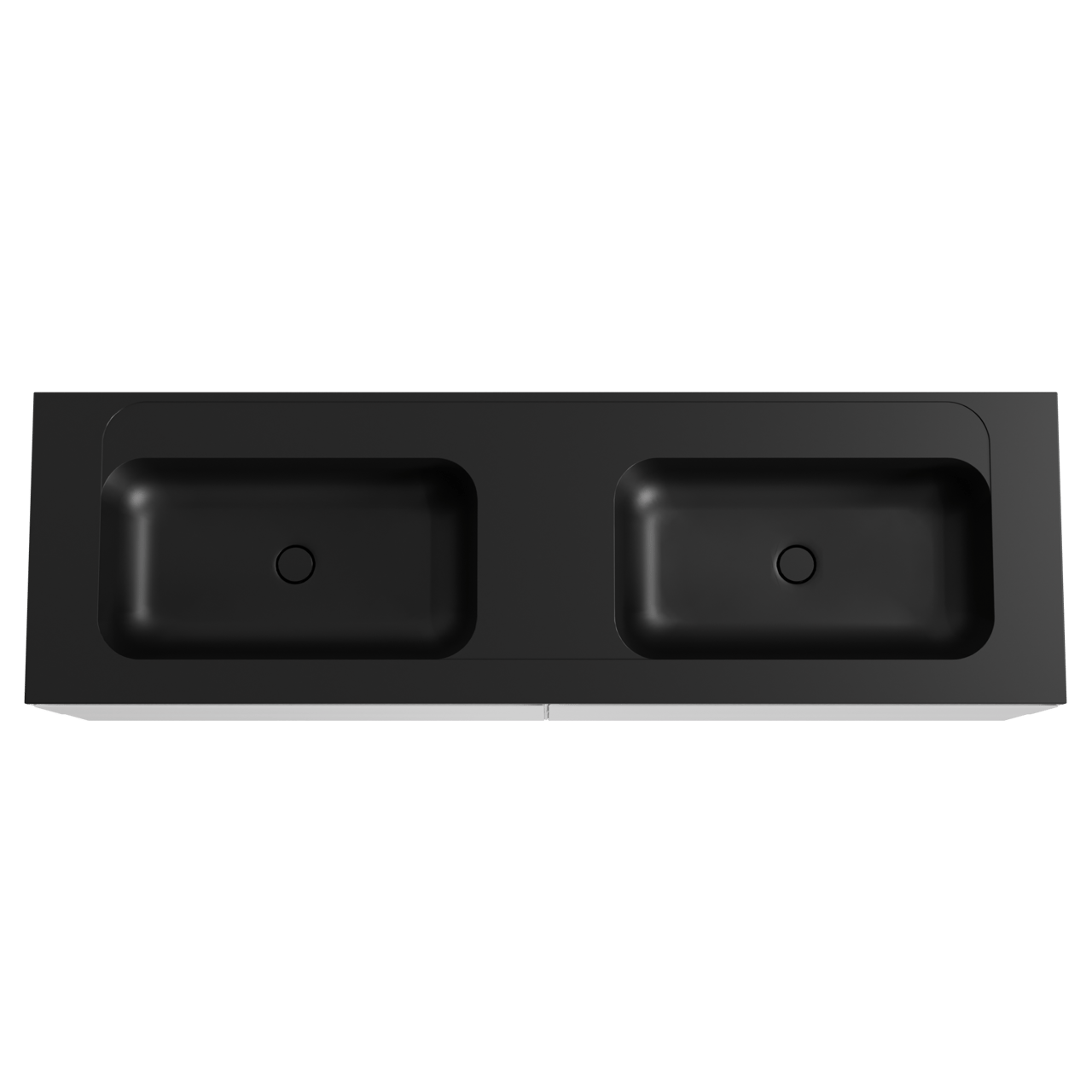 Balmani Mitra meuble salle de bains suspendu 180 x 55 cm blanc mat avec Tablo Strada double vasque en marbre composite noir mat
