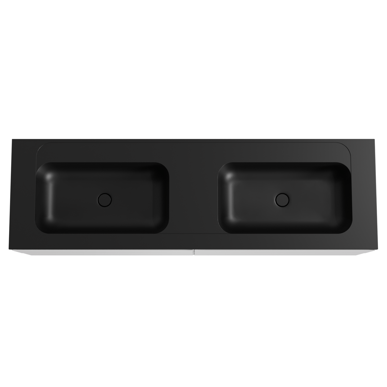 Balmani Mitra meuble salle de bains suspendu 180 x 55 cm blanc mat avec Tablo Strada double vasque en marbre composite noir mat