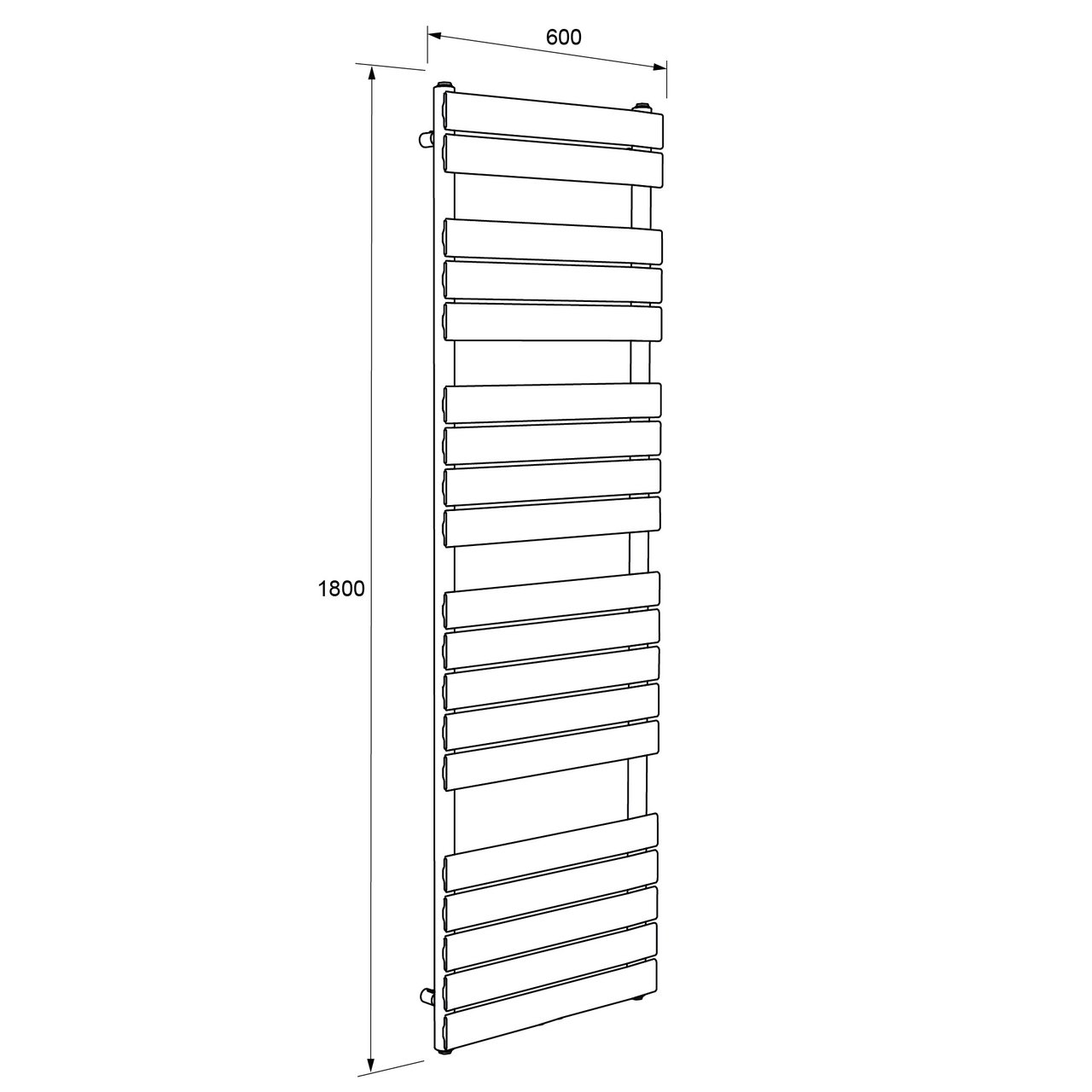ENKEL VOOR DUITSE MARKT - Vipera Vulcan enkele handdoekradiator 60 x 180 cm elektrische verwarming mat wit zij- en middenaansluiting 1.256W, weerstand inbegrepen