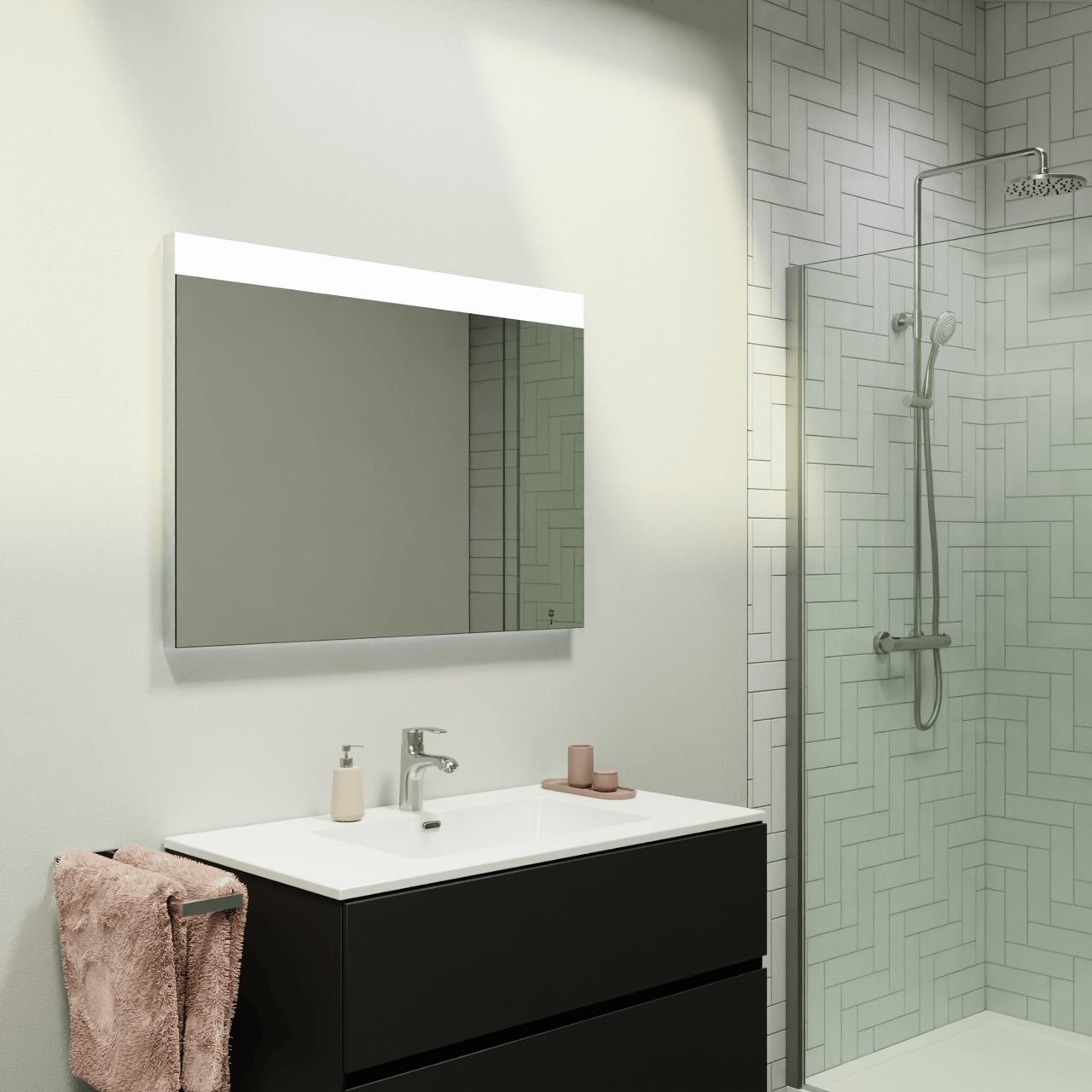 Storke Lucera rechthoekig badkamerspiegel 95 x 70 cm met spiegelverlichting