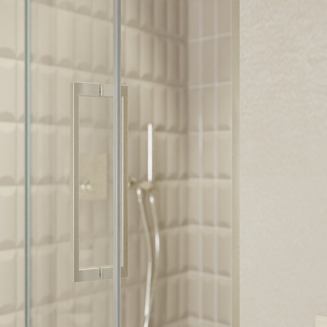 Balmani Senses Design Dusche Drehtür, Links, 100 cm x 210 cm, Klarglas, Profil Brushed CoolMetal