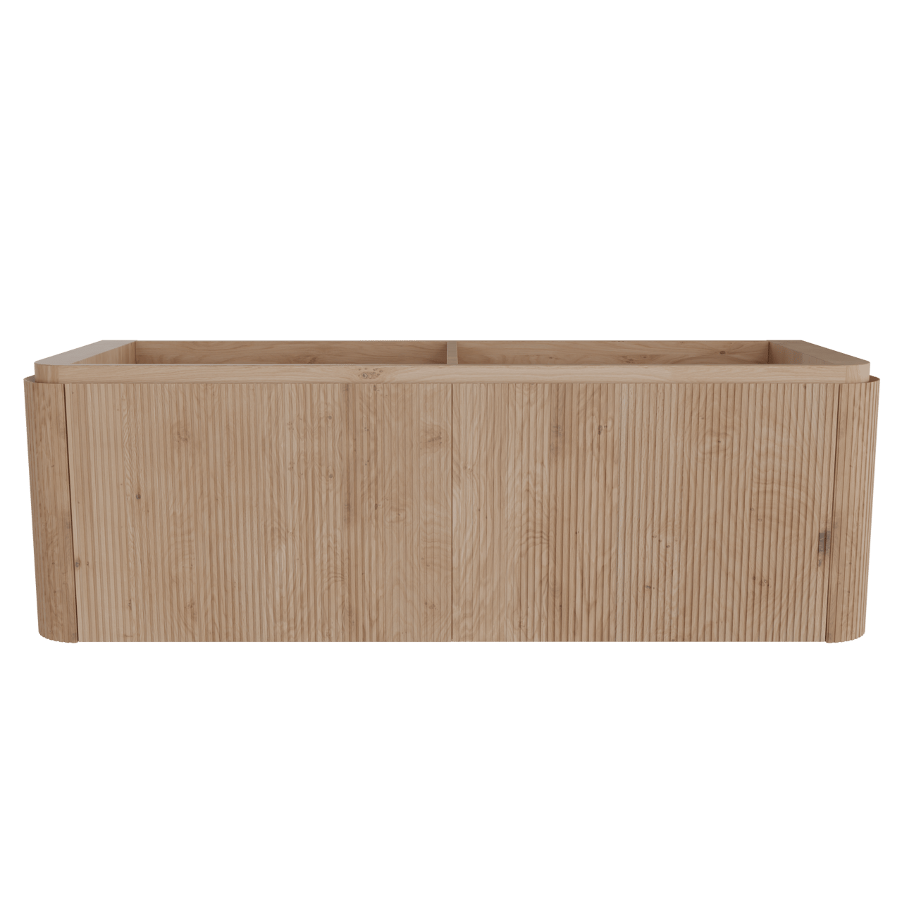 Balmani Moon hängender Waschbeckenunterschrank: 160 x 55 cm, Eiche natur, 2 Schubladen, Vert. Sym. Rippe