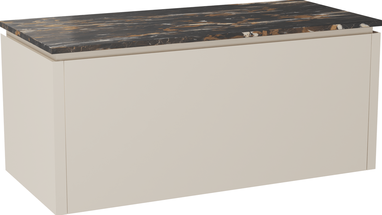 Balmani Eclips meuble salle de bains suspendu 120 x 55 cm Sandbeige avec Stretto tablette simple en Portoro Gold marbre