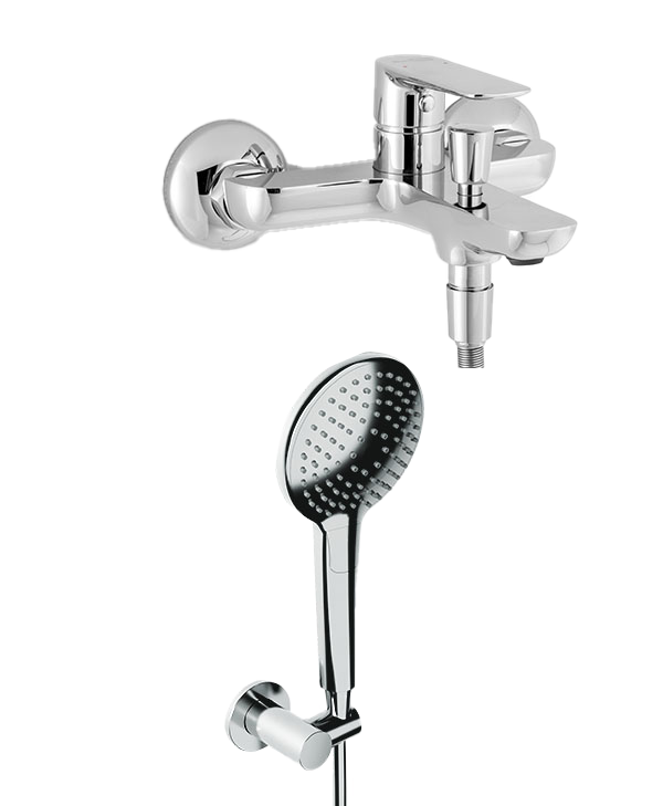 Blaufoss Arton robinet baignoire avec set douchette chrome brillant