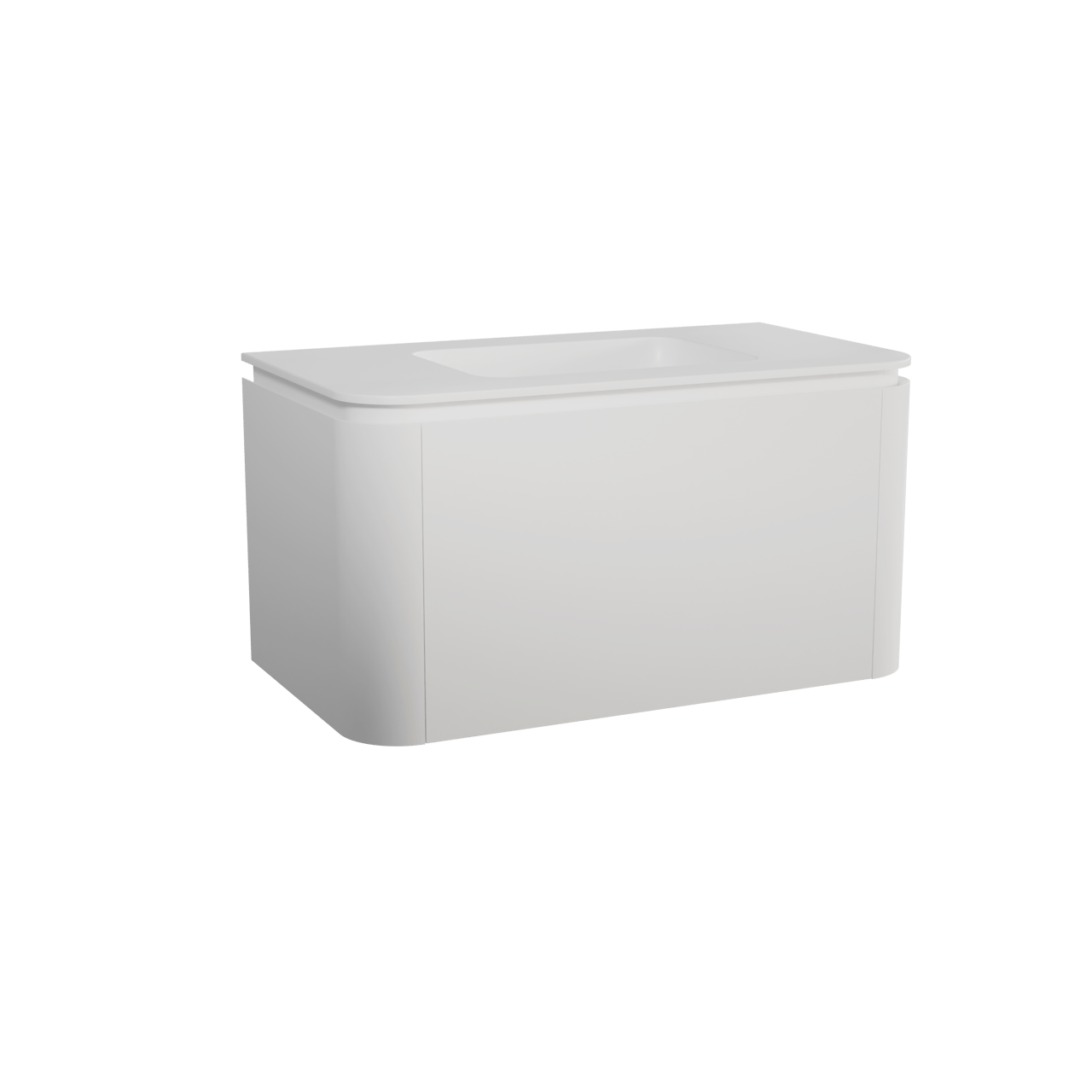 Balmani Moon zwevend badkamermeubel 100 x 55 cm mat wit met Moon enkele wastafel in solid surface mat wit