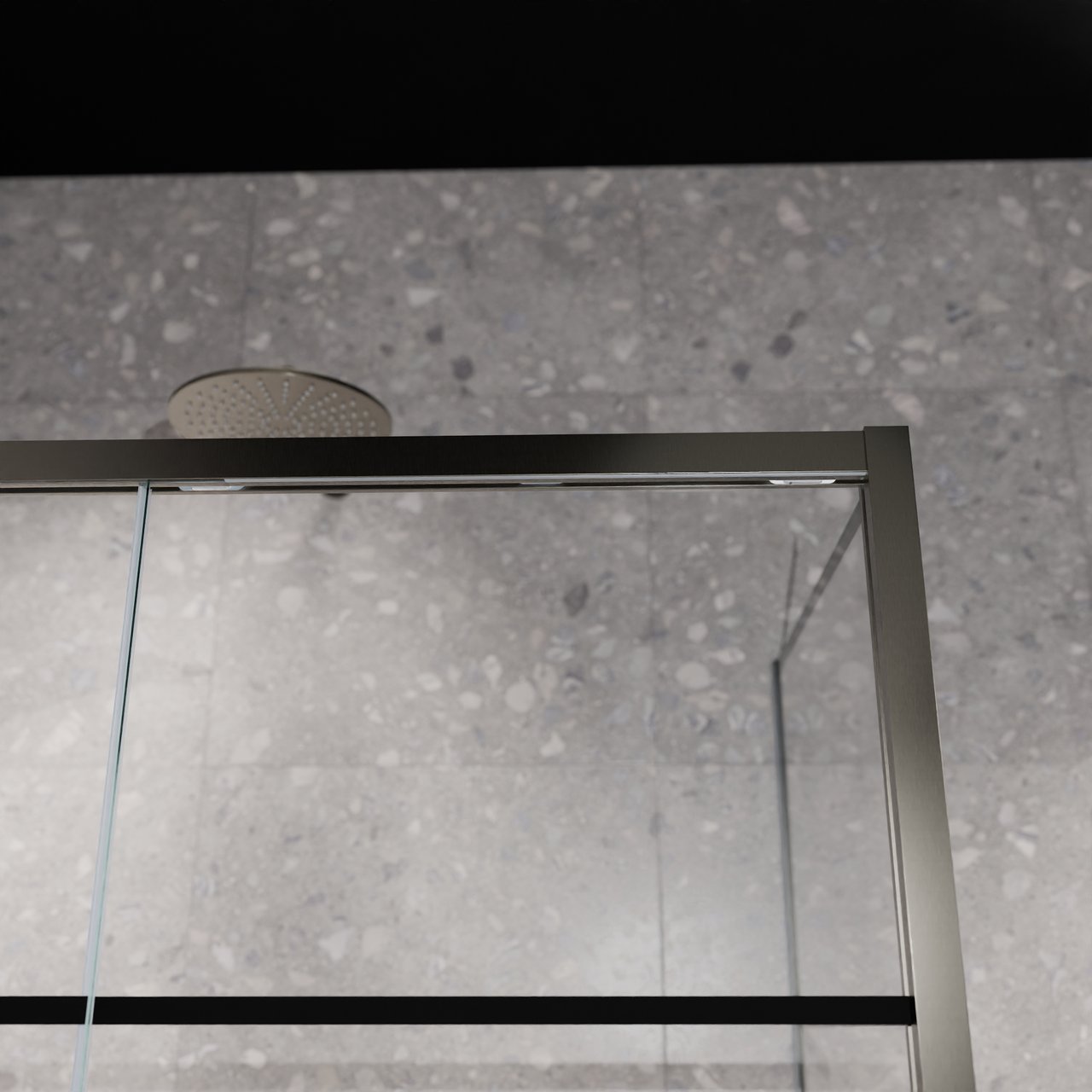 Balmani Senses Design Eckdusche: Schiebetür (Links) mit fixierte Seitenwand, 160 x 90 cm, Lined, Profil Brushed GunMetal