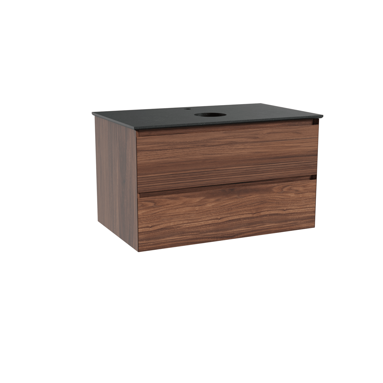 Balmani Mitra meuble salle de bains suspendu 90 x 55 cm noyer avec Facetta tablette simple en granit noir