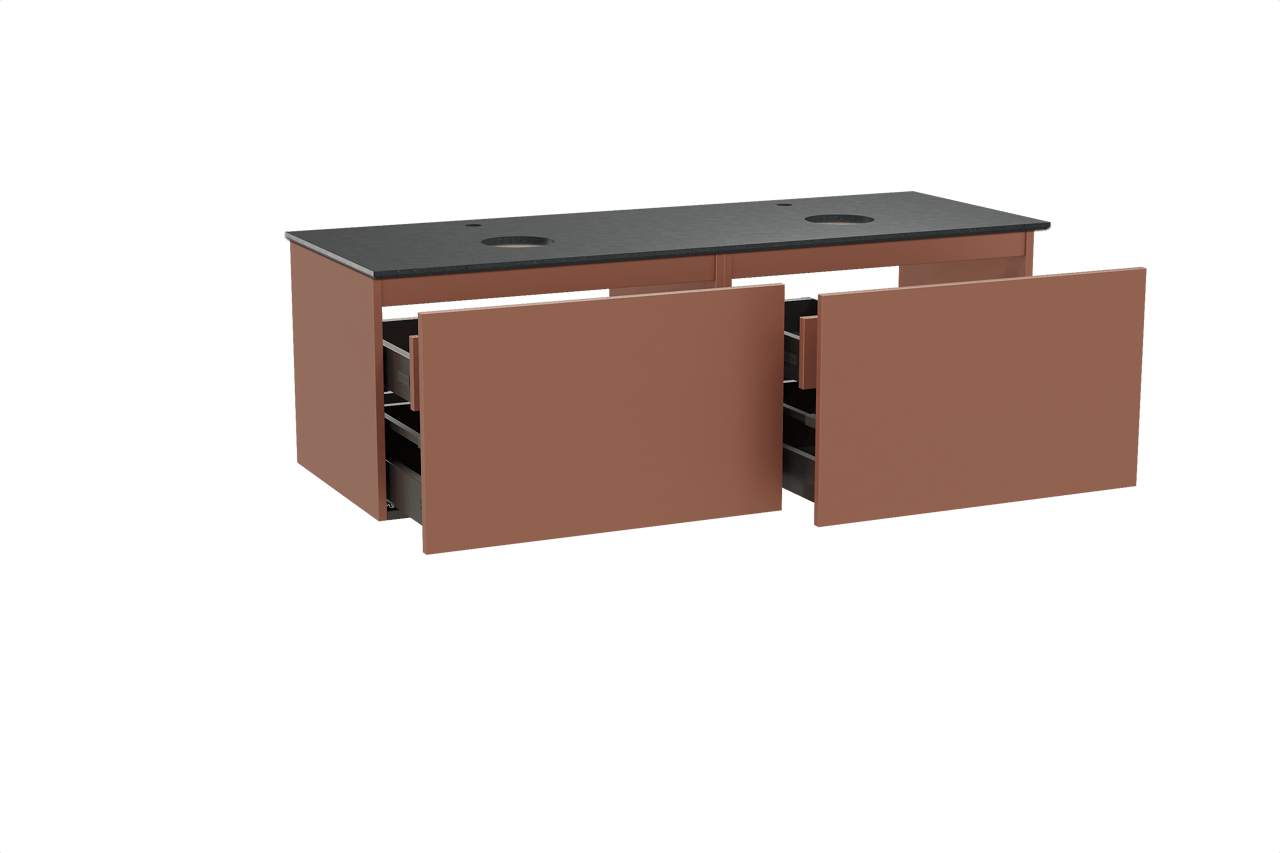 Balmani Sfera meuble salle de bains suspendu 150 x 55 cm cotto avec Facetta tablette double en granit noir