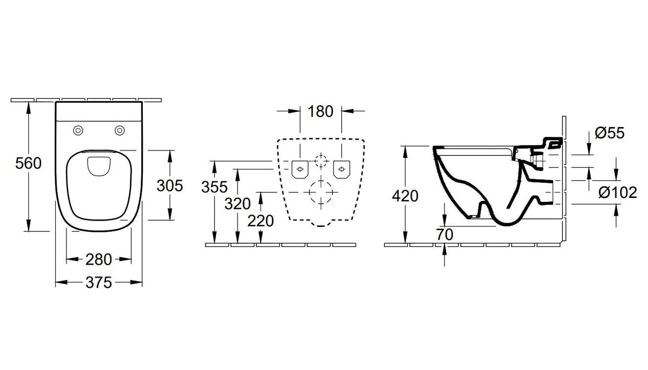 Villeroy & Boch Antheus hangtoilet glanzend wit randloos zonder wc-bril