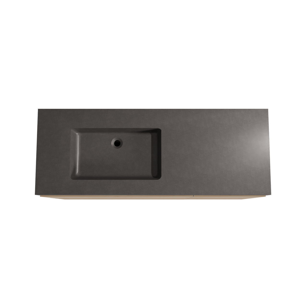 Storke Edge freistehendes Möbelstück Set: 140 x 52 cm, Rohe Eiche, mit Scuro High Waschtisch links, Quarz Schwarz matt