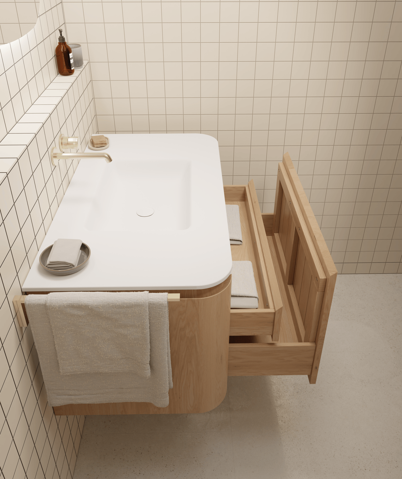 Balmani Moon Einzelwaschtisch matt weiße Solid Surface 100 x 55 cm