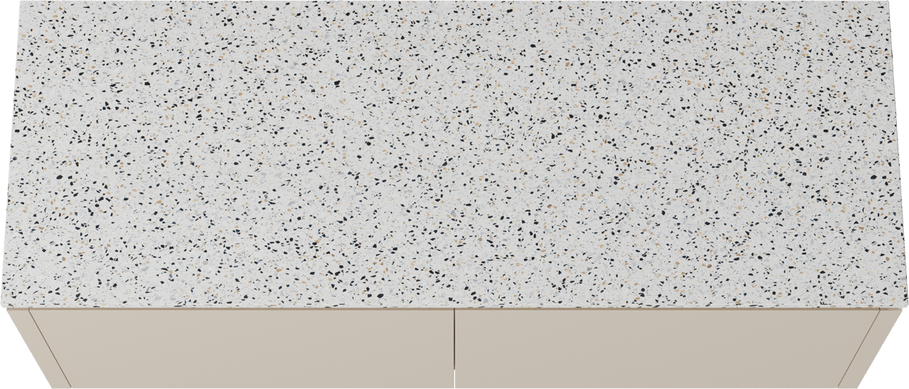 Balmani Eclips meuble salle de bains suspendu 150 x 55 cm Sandbeige avec Stretto tablette simple ou double vasque en Bianco Nero Terrazzo