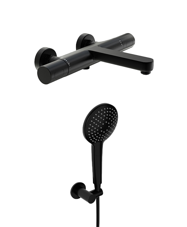 Blaufoss Apollo thermostatische kraan muurmontage opbouw badkraan mat zwart