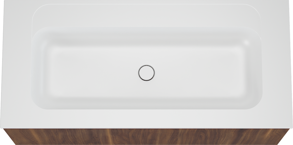 Balmani Sfera hängendes Möbelstück Set: 120 x 55 cm, Amerikanischer Nussbaum, mit Tablo Strada Einzelwaschtisch, Marmorkomposit Weiß matt