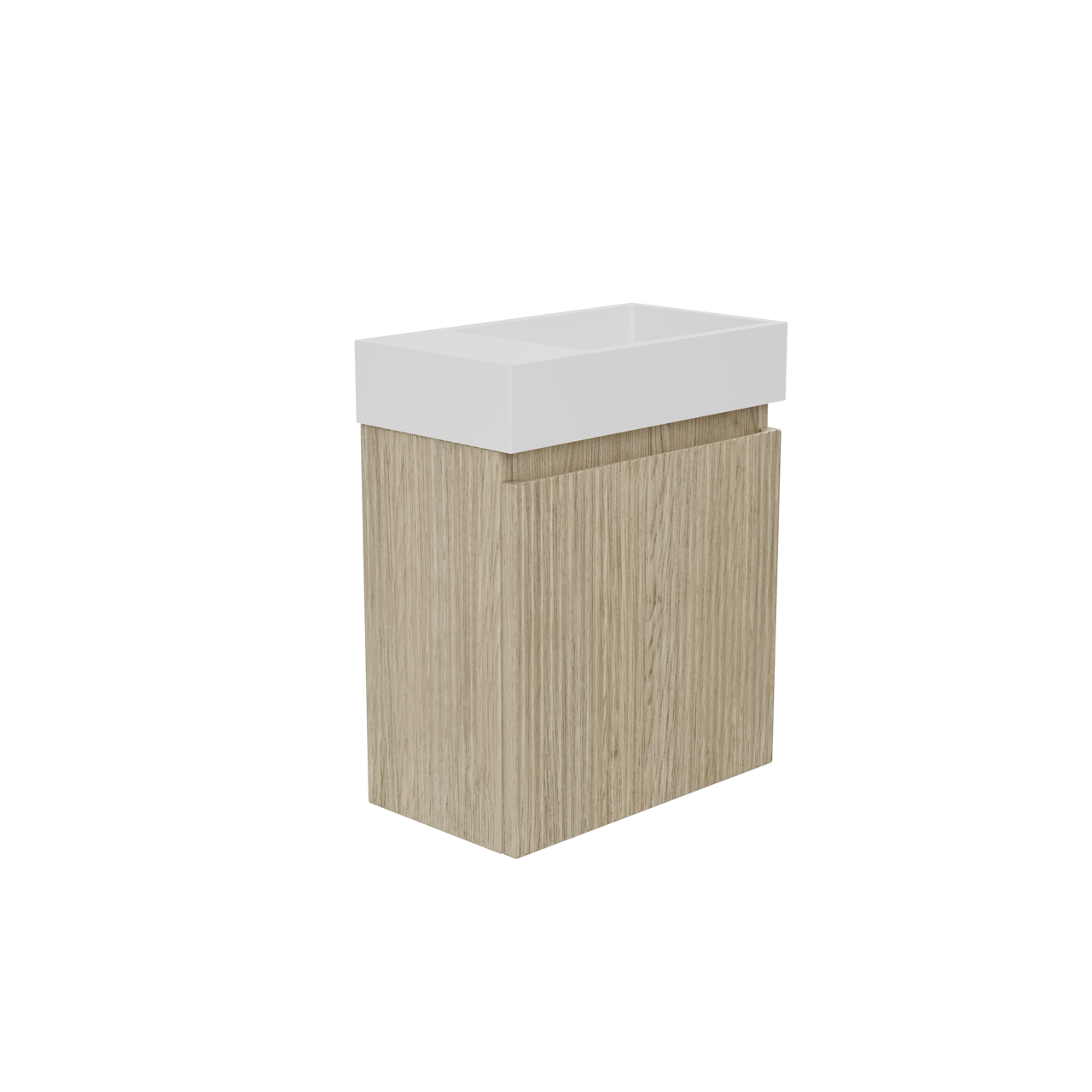 Storke Ribs zwevend toiletmeubel 40 x 22 cm ruw eiken met Fada wastafel in mat witte solid surface