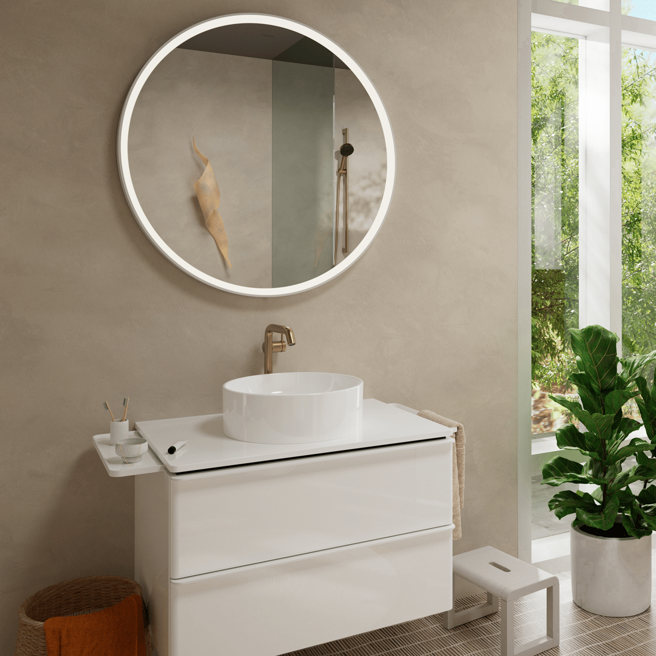 Hansgrohe Tecturis 240 Coolstart Waschbecken Armatur: Erhöht, Brushed Bronze