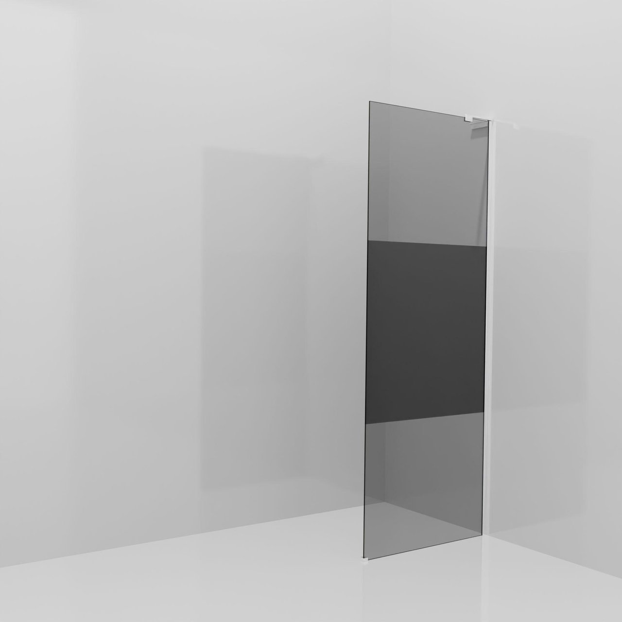 Balmani Modular inloopdouche: 80 x 200 cm, Rookglas met matte strook, Glanzend chroom profielen met L-Shape