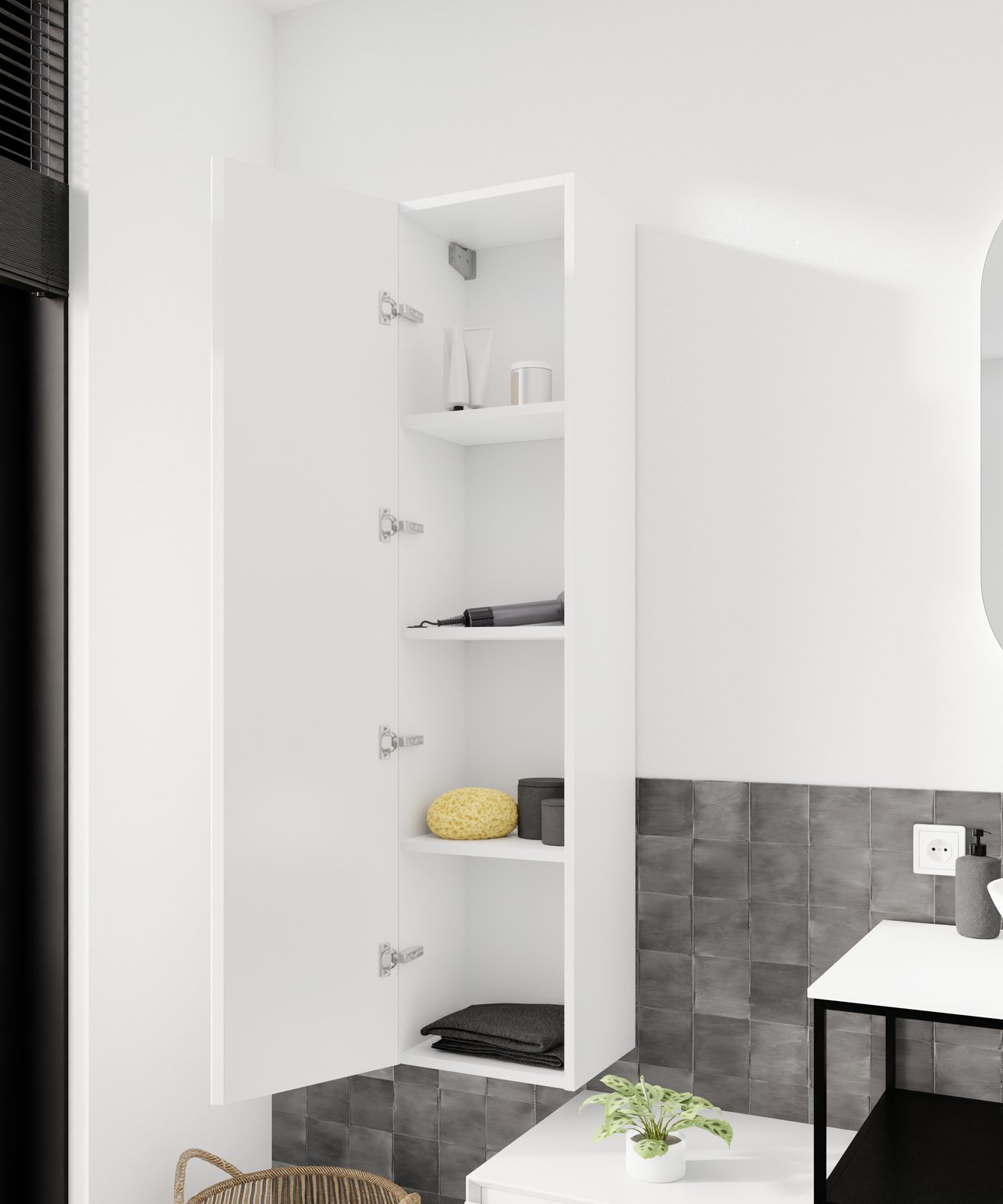 Storke Edge Modulo colonne salle de bains suspendue blanc brillant 35 x 25 x 150 cm