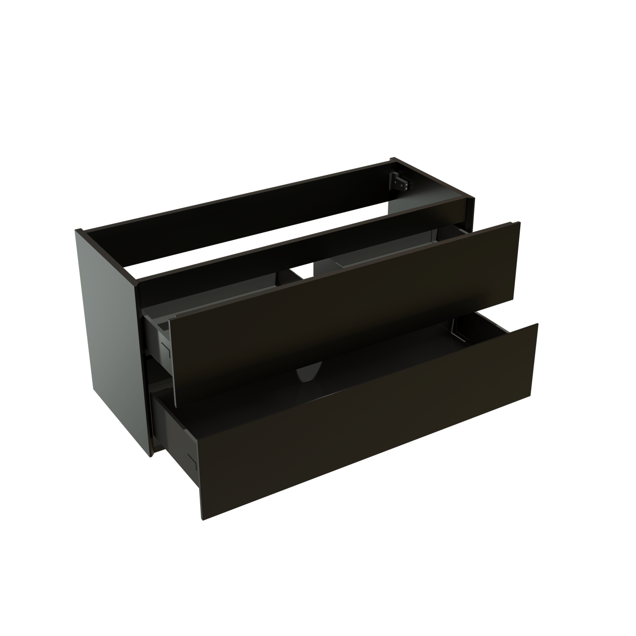 Storke Edge hängender Waschbeckenunterschrank: 100 x 40 cm, Schwarz Matt, 2 Schubladen