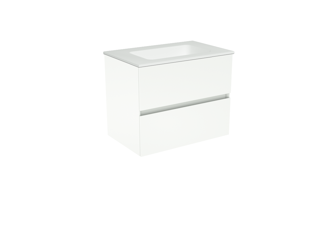 Storke Edge meuble salle de bains suspendu 60 x 40 cm blanc mat avec Mata plan simple en solid surface blanc mat