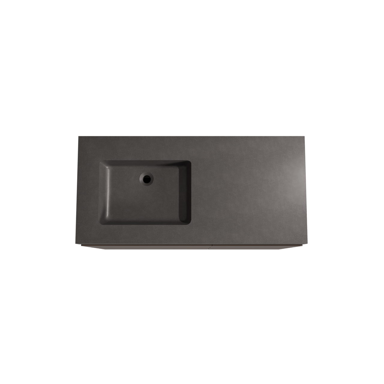 Storke Edge meuble salle de bains à poser 110 x 52 cm noyer avec Scuro High plan vasque asymétrique à gauche en quartz noir mat