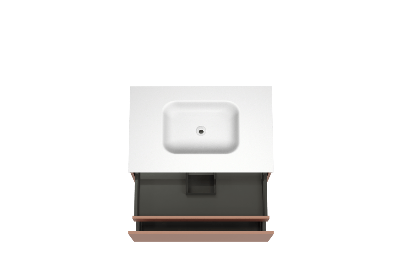 Balmani Sfera hängendes Möbelstück Set: 90 x 55 cm, Cotto, mit Tablo Arcato Einzelwaschtisch, Solid Surface Weiß matt