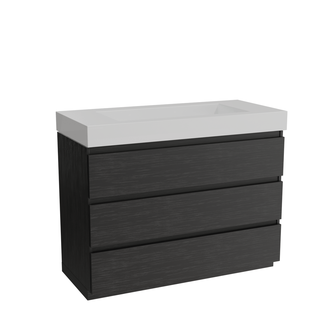 Balmani Lucida meuble salle de bains à poser 120 x 55 cm chêne noir avec Modus lavabo simple pour 2 trous de robinet en solid surface blanc mat