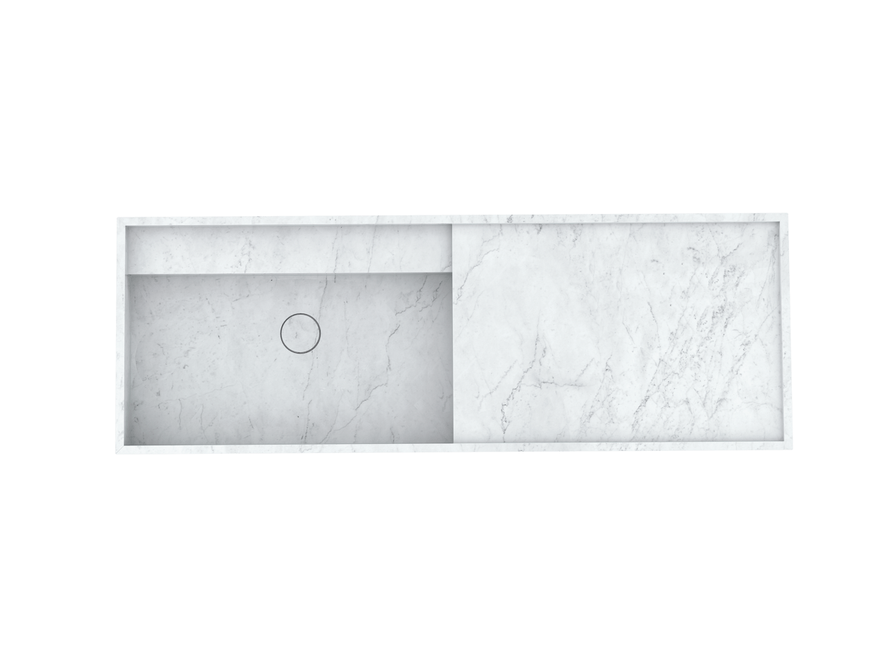 Balmani Cubo vasque asymétrique gauche marbre carrara 140 x 49 cm