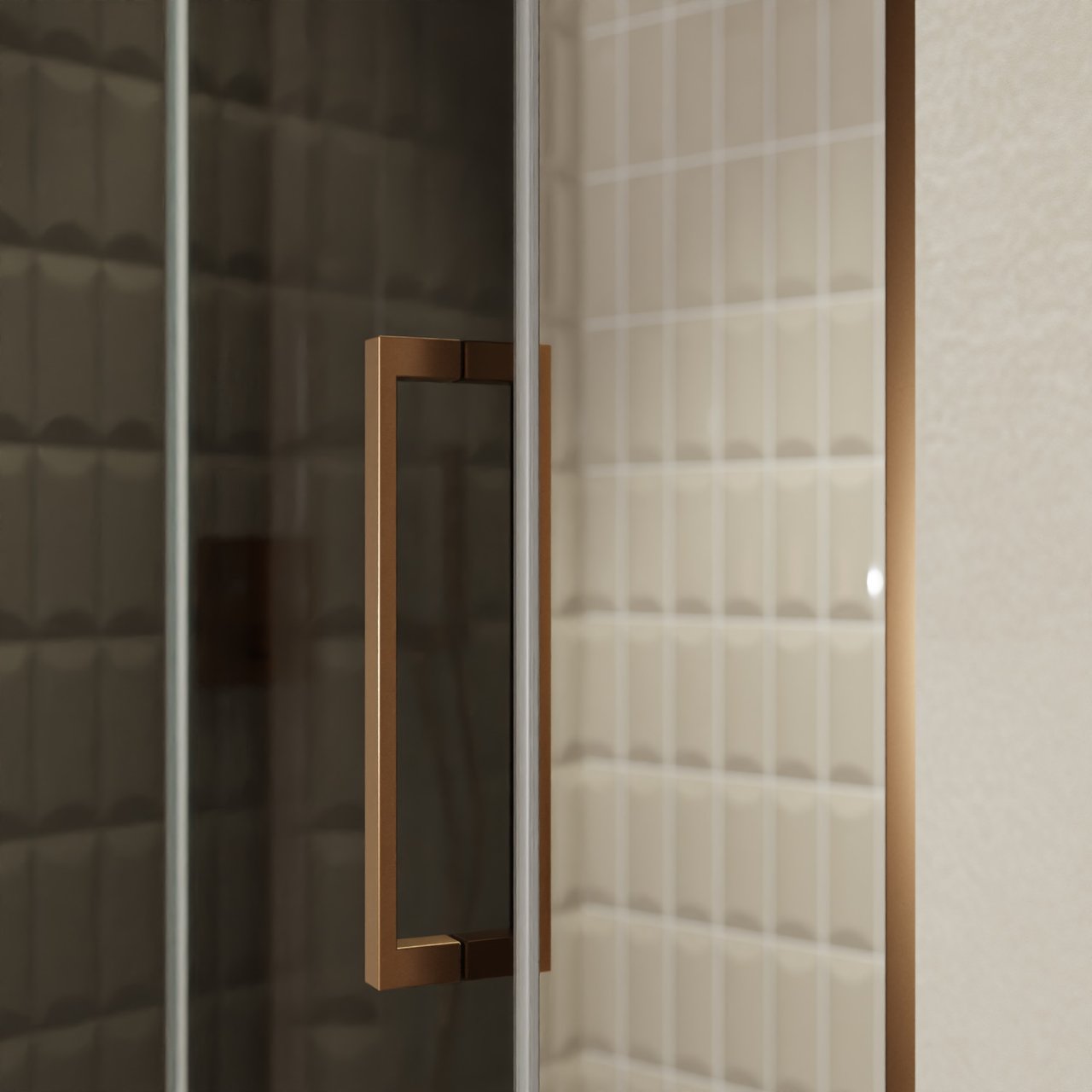 Balmani Senses Design porte pivotante à gauche 120 cm x 210 cm verre fumé, Profil Brushed Rosegold