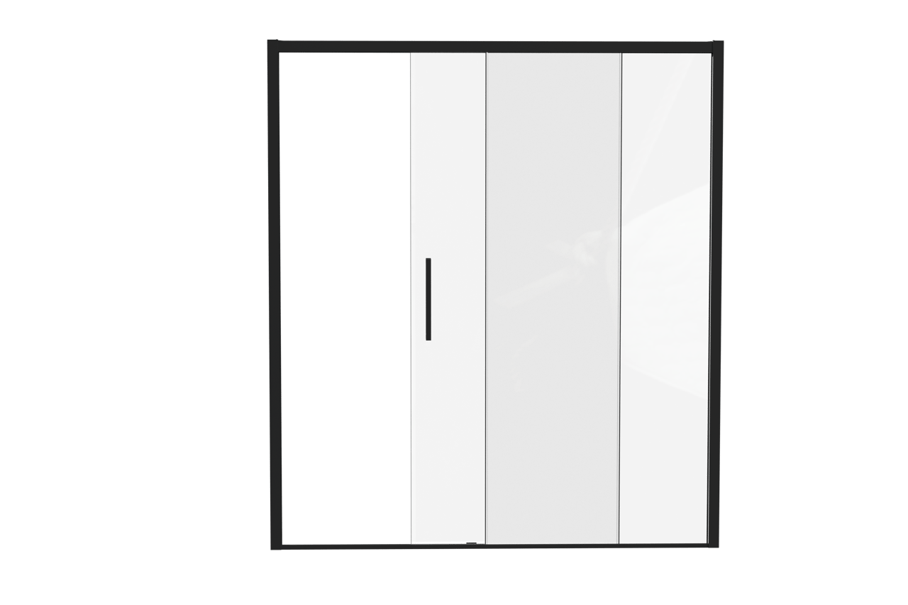 Luca Varess Senses Duschtür: Schiebetür, 180 x 200 cm, Klarglas, Schwarzes Profil, matt