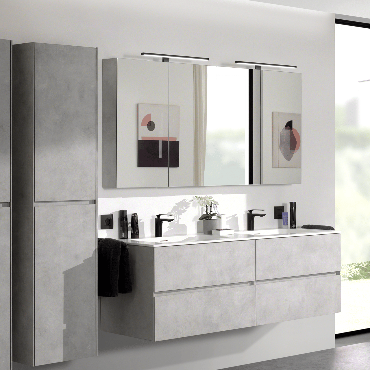 Storke Reflecta spiegelkast 75 x 75 cm beton zilvergrijs