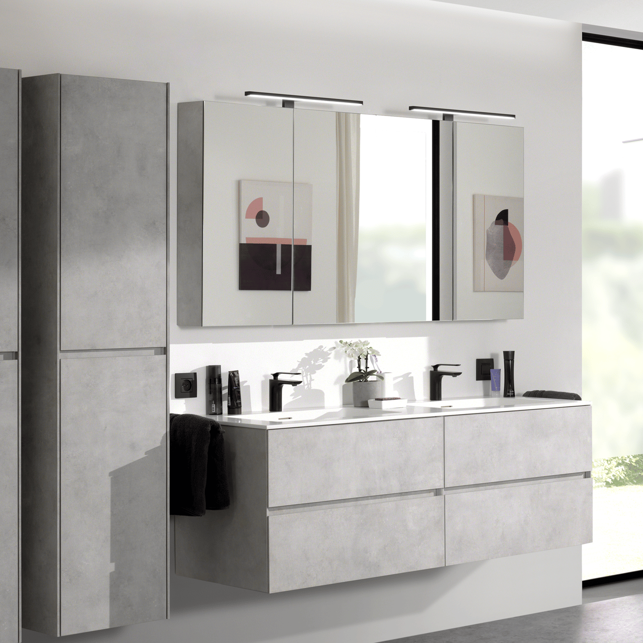 Storke Reflecta Spiegelschrank 65 x 75 cm Beton silbergrau