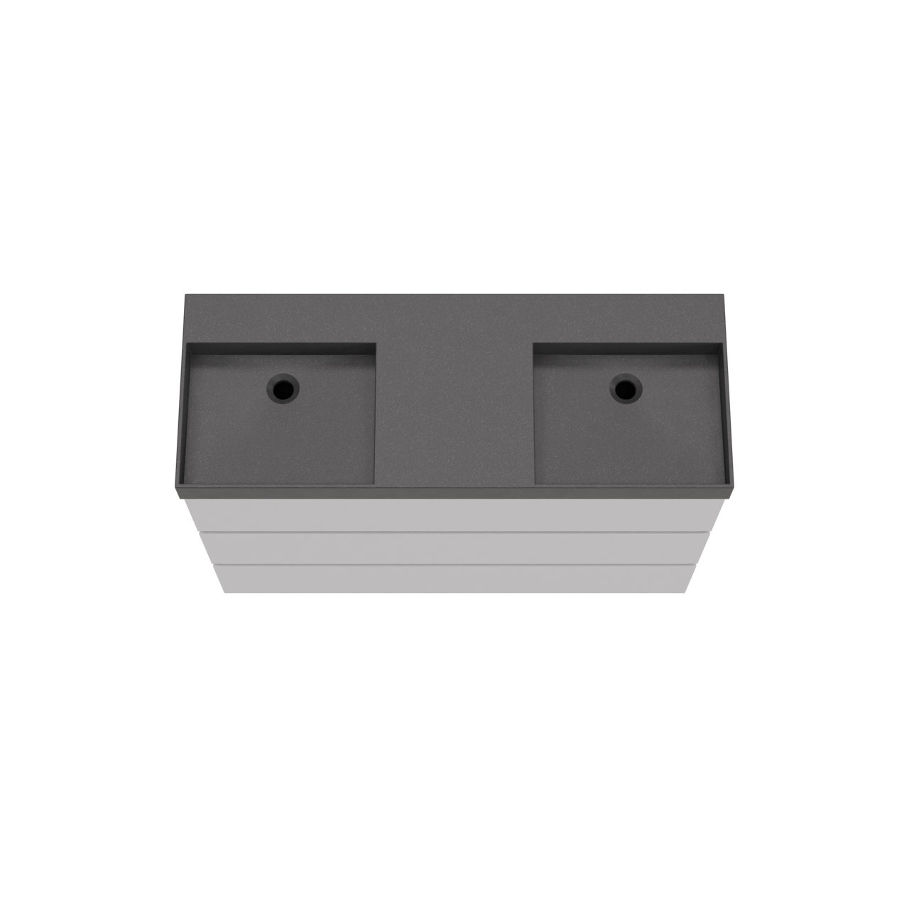 Storke Edge meuble salle de bains à poser 120 x 46 cm blanc mat avec Jura double vasque en quartz noir mat