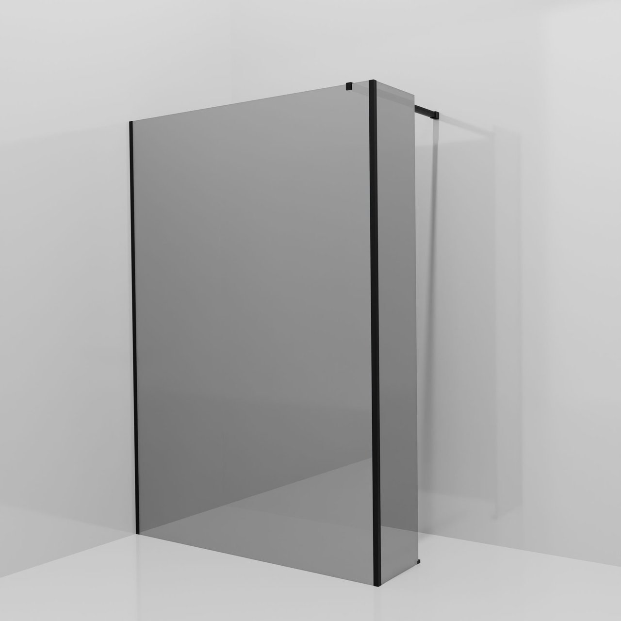 Balmani Modular Walk-In Dusche mit fester Seitenwand: 140 x 200 cm, Reflex-Spiegelglas, Profil Schwarz matt