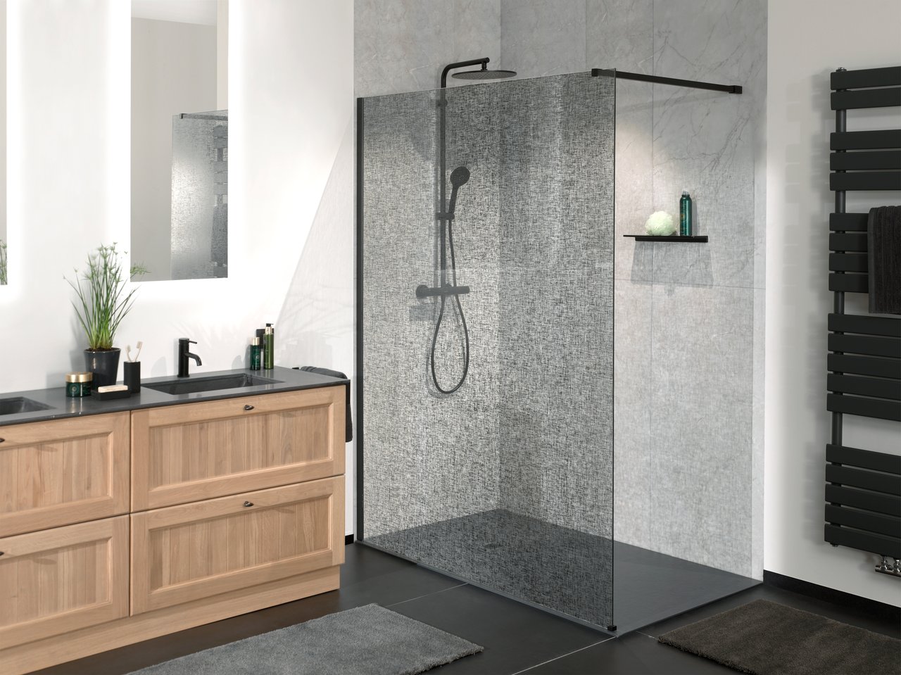 Blaufoss Round 300 regendoucheset mat zwart