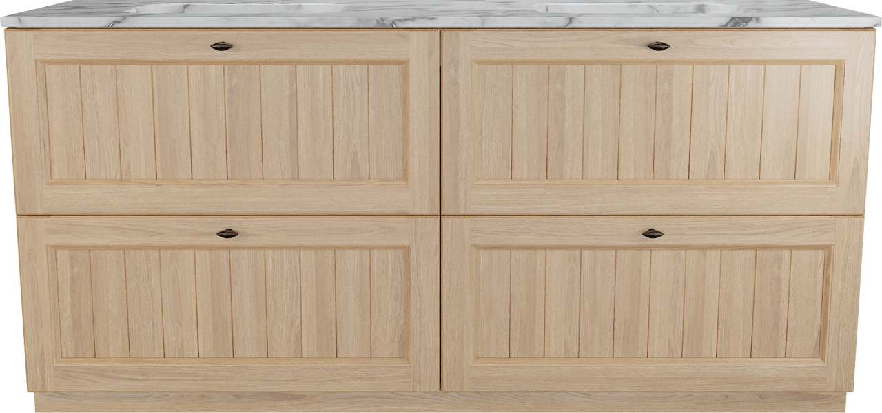 Balmani Lemon meuble salle de bains à poser 180 x 55 cm, placage chêne naturel avec Tablo Arcato double vasque en carrara