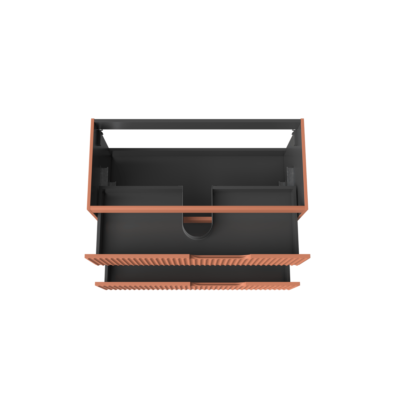 Linie Ribbo hängender Waschbeckenunterschrank: 100 x 46 cm, Cotto, 2 Schubladen