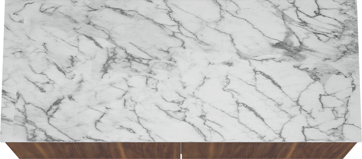 Balmani Sfera meuble salle de bains suspendu 135 x 55 cm noyer américain avec Stretto tablette simple ou double en marbre carrare