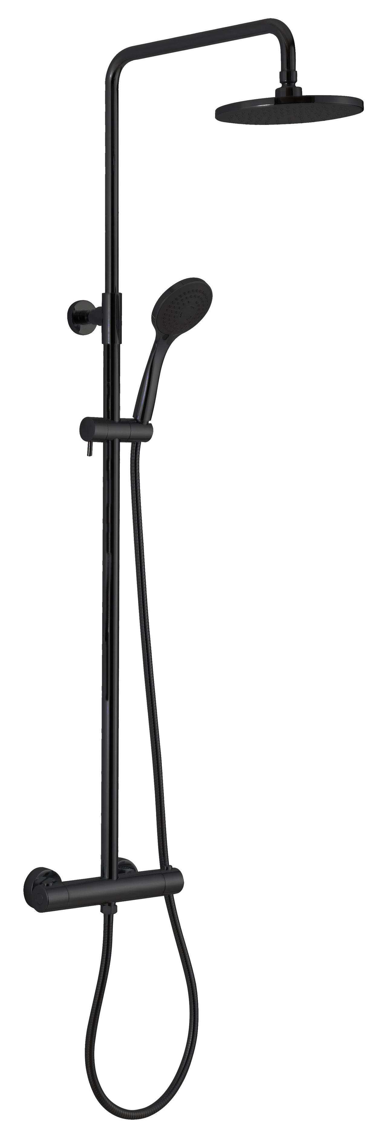 Linie Neptunus 200 thermostatische kraan regendoucheset mat zwart