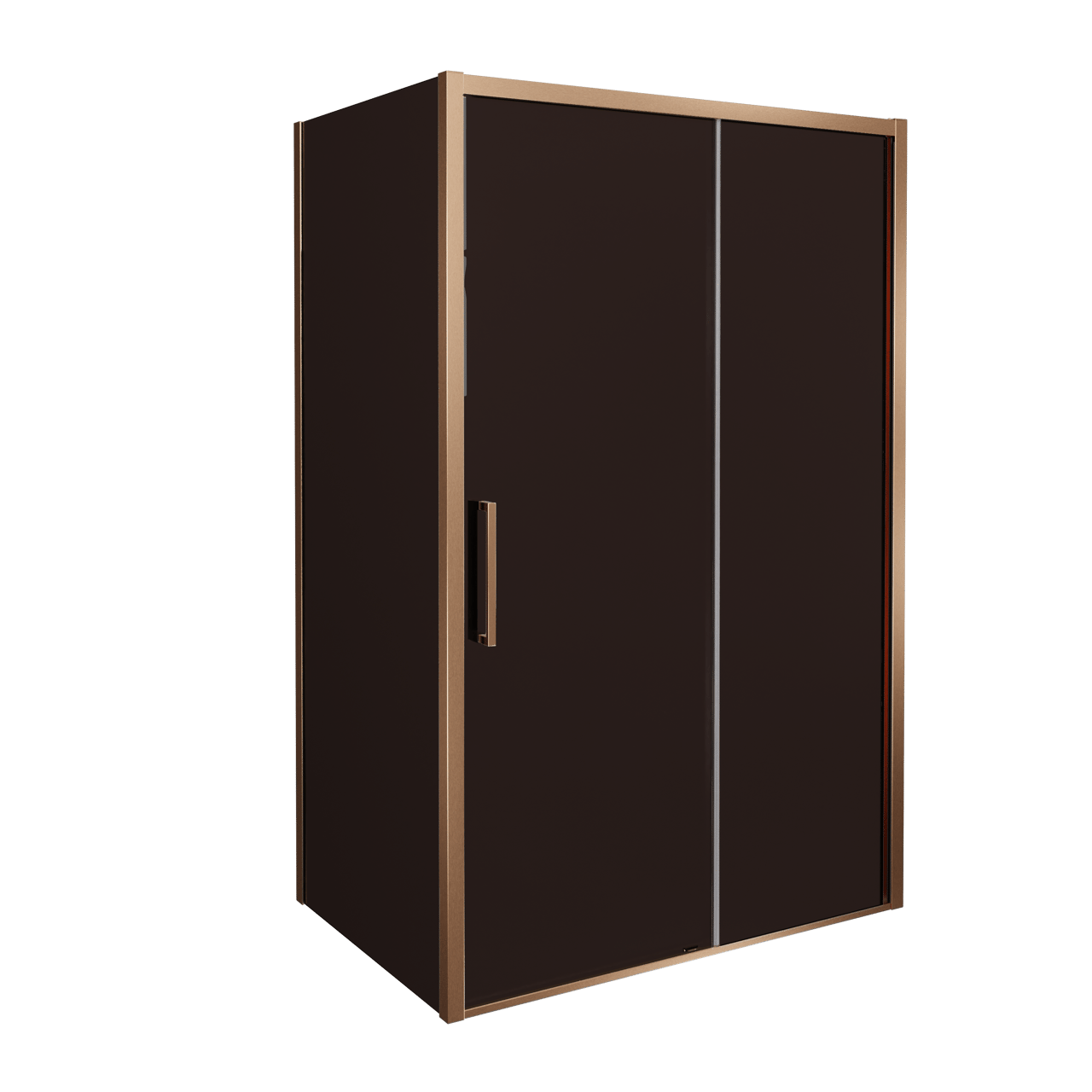 Balmani Senses Design douche d'angle avec porte coulissante à droite et paroi latérale fixe, 160 x 90 cm, Bronze, Profil Brushed Rosegold