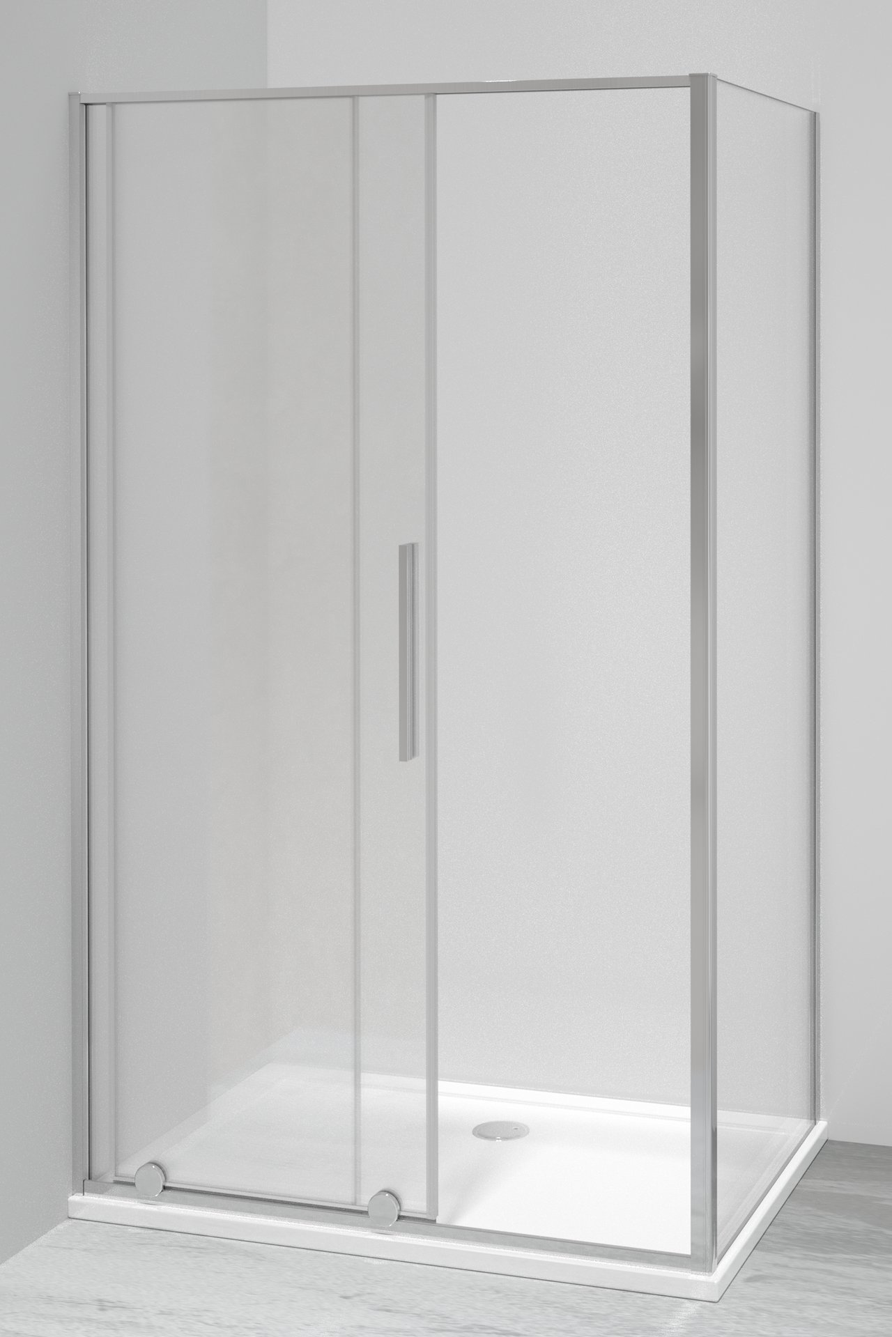 Luca Varess Morano douchehoek met schuifdeur en vaste zijwand 80 x 120 cm helder glas glanzend chroom profiel