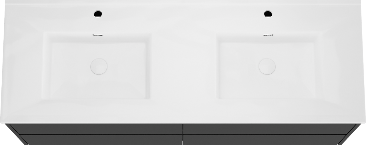 Storke Seda meuble salle de bains suspendu 150 x 52 cm noir mat avec Kera double vasque en porcelaine blanc brillant, bondes incluses