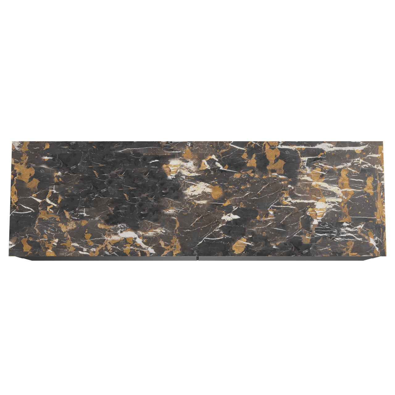 Balmani Mitra hängendes Möbelstück Set: 180 x 55 cm, Schwarz matt, mit Stretto Einzel- oder Doppel Waschtischplatte, Marmor Portoro Gold