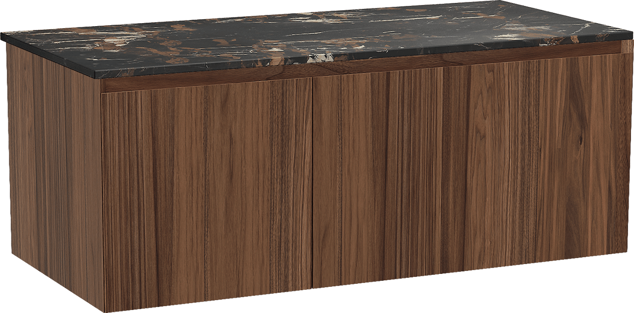 Balmani Idra zwevend badkamermeubel 120 x 55 cm notelaar met Stretto enkel tablet in marmer portoro gold