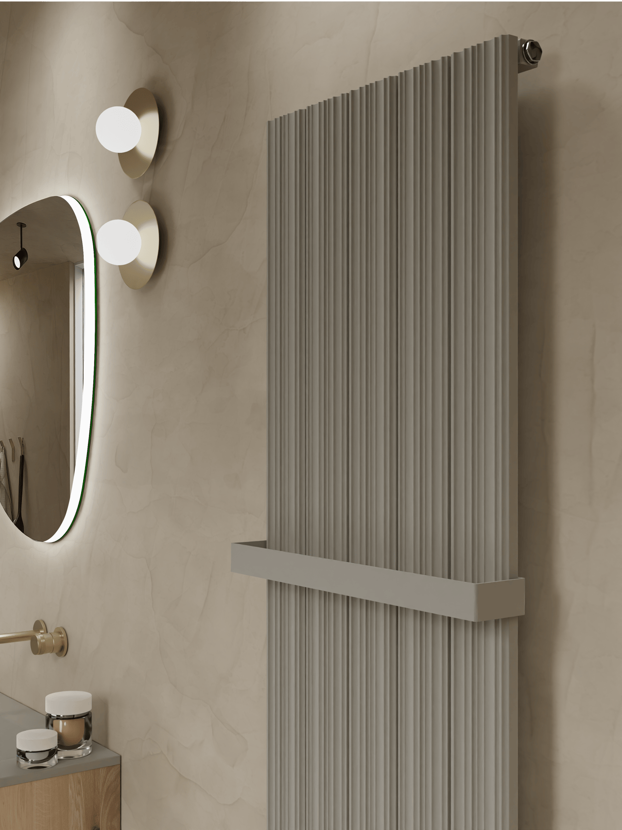 Vipera Mares enkele handdoekradiator 47 x 180 cm centrale verwarming zijdegrijs zij- en middenaansluiting 1315W