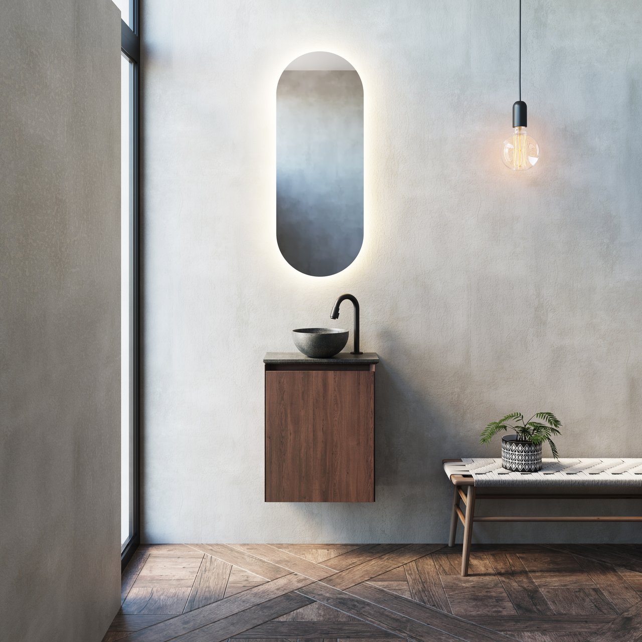 Balmani Mitra zwevende toiletmeubelkast 42 x 21 cm Amerikaanse notelaar